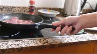 Watch a hot and sexy wife give a blowjob and eat steak in this video