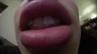 Cute brunette girlfriend gets her face and tongue fucked by her boyfriend
