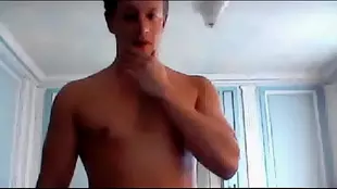 Etienne, a new porn actor, enjoys some solo play on a webcam