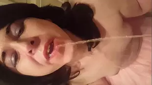 Lucy, a crossdresser and a slut, gets a spunky surprise on her face