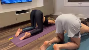 Serenity Cox's yoga prowess leads to steamy threesome with internal ejaculation