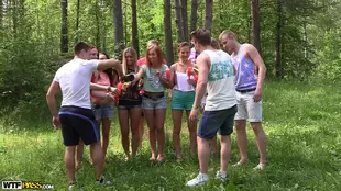 College girls turn an outdoor party into a wild group sex session