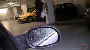 Enjoy a high-quality POV video of an unexpected encounter in a parking area
