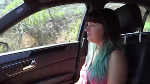 Jasmine, a college girl, performs oral sex in a parked automobile