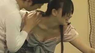 A young-looking Japanese mother indulges in private pleasures
