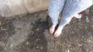Russian Brunette's Solo Piss Play: Outdoor Pissing and Fetish