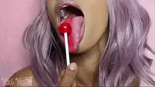 Long and lustful tongue action with a black beauty