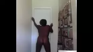 Wet and Alone: Black Girl Shaking Her Ass in the Bathroom