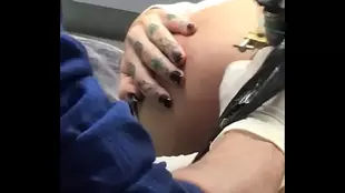 Tattooed hottie gets irritated by big ass