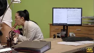 A girl gets a loan and satisfies her sexual desires in the office