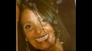 A Latina woman receives a massive facial cumshot