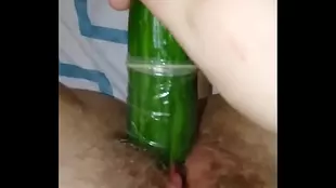 She has a threesome with cucumber