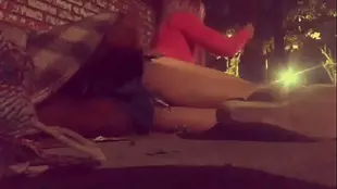 Big black dick homeless man gets spanked and anal sex in public