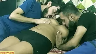Interracial threesome with a college girl and her friends in Hindi