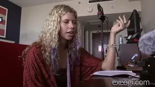 Ashlynn, a college student with blonde hair, enjoys receiving cum from her partner