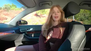Blonde angel enjoys anal sex in a car