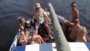 Stunning models have fun on a boat in high-definition video
