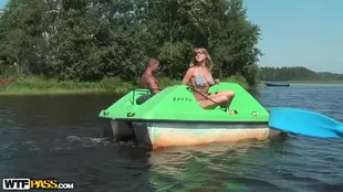 A hot group sex session on a boat with a sexy European in glasses