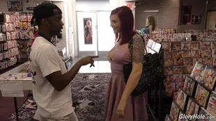 Amber Ivy takes a chance with a black man at the glory hole