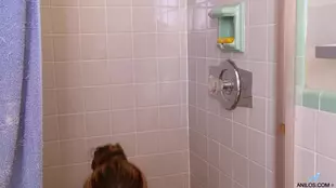 Compilation of amateur self-pleasure in the shower featuring middle-aged man