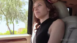 Lori, an American party enthusiast, experiences exhilarating car sex in cowgirl position