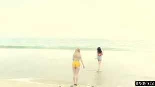 Chloe Scott and Whitney Wright enjoy themselves at the seaside