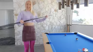 Sierra Nicole, an American blonde, indulges in a wild pool table encounter