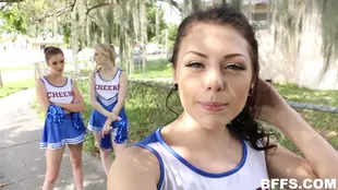 Cheerleaders get wild in private: explicit group sex with oral play