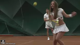 Amirah Adara, a fitness expert, displays her talents in a sensual tennis game